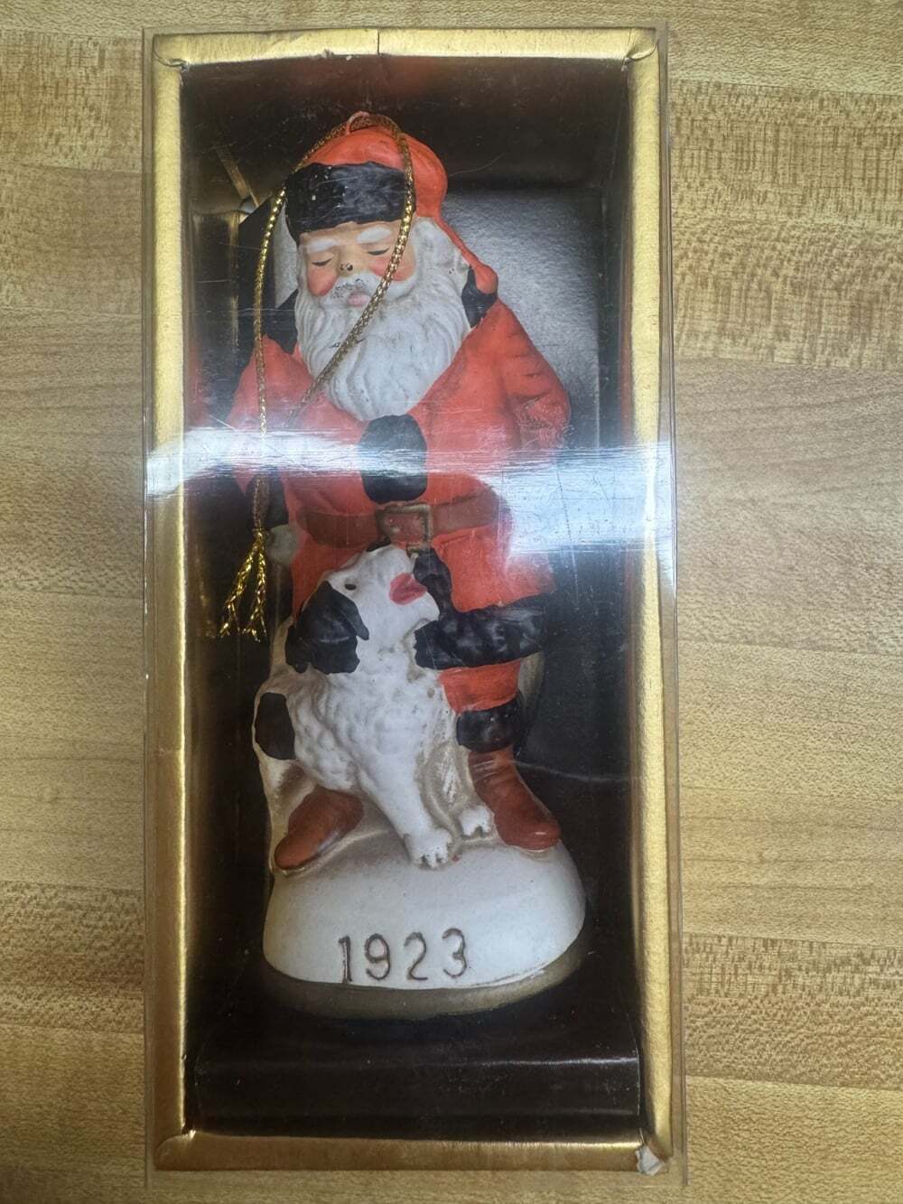 Memories of Santa 1923 St Nicholas Magazine Santa w/Dog Ornament Box Tag 1993